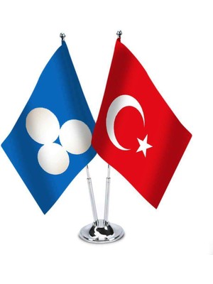 Asilmeydan Büyük Timur Imparatorluğu ve Türkiye İkili Saten Masa Bayrağı