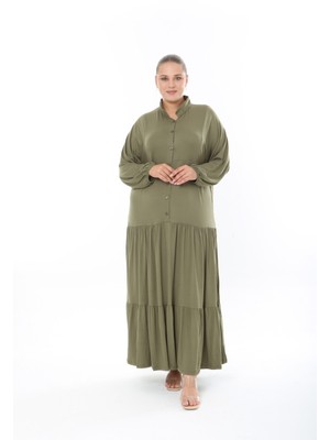 Kadın Likralı Viskon Büyük Beden Elbise