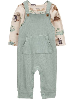 Erkek Bebek Yeşil Salopet Set