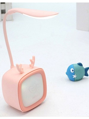 Sevimli Geyik LED Renk Değiştiren USB Masa ve Gece Lambası Pembe