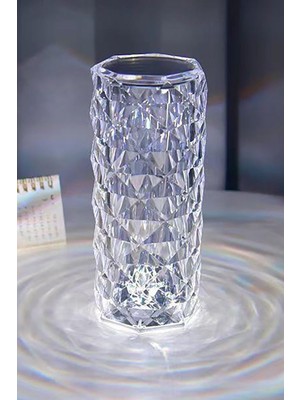 Renkli Kristal Masa Lambası, USB Şarjlı, Dokunmatik ve Kumandalı, Şık Aydınlatma