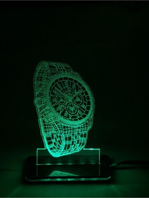 Yeşil Renkli 3D LED Gece Lambası, Modern ve Şık Tasarım