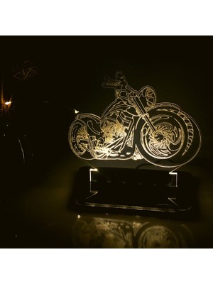 Renkli 3D Motosiklet Temalı LED Gece Lambası Beyaz, Şık ve Eğlenceli Aydınlatma