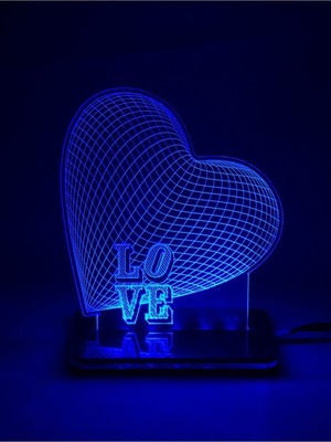 Kalp Şeklinde Sevgili Hediyesi 3D LED Gece Lambası Renkli Işık, Romantik Atmosfer