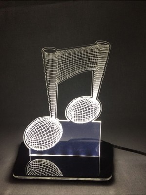 3D Müzik Nota Tasarımlı Beyaz Gece Lambası, Renkli ve Şık Aydınlatma Aksesuarı