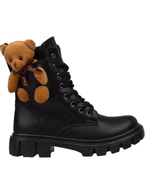 Trend Adımlar Siyah Cute Bear Kız Çocuk Postal Bot