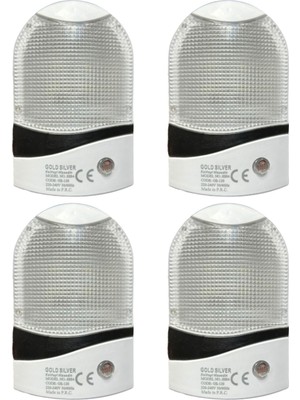 4'lü Fotoselli Gece Lambası Prizli, Beyaz Işık, Kullanışlı ve Şık Tasarım