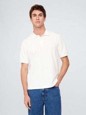 Gap Erkek Beyaz Relaxed Pique Polo T-Shirt