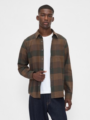 Gap Erkek Koyu Kahverengi Standart Fit Oxford Gömlek