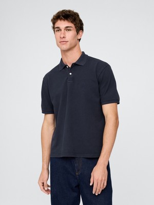 Gap Erkek Gri Relaxed Pique Polo T-Shirt