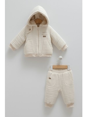 Caramell 01-09 Ay Bej Renk Erkek Bebek Içi Peluş Ikili Takım