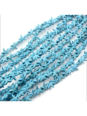 Yiğit Aksesuar 1 Dizi (36-38 Adet) Mavi Sıkma Doğal Taş Kolye Bileklik Aksesuarı Havlit Deniz Yıldızı Boncuk