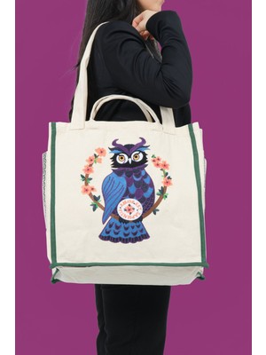 Çok Renkli Nakış Işlemeli Yüksek Kalite Kanvas Çanta 40X40 cm