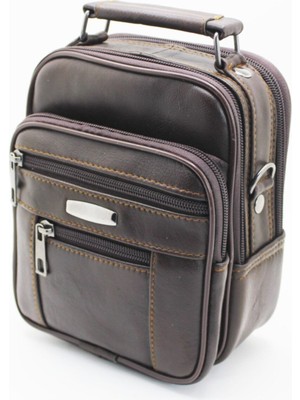 Şık Erkek Çok Gözlü El ve Omuz Çantası, Kahverengi, Pratik ve Kullanışlı