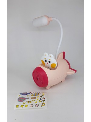 Pembe Uçak Şekilli Çocuk Masa Lambası, Sevimli ve Kullanışlı Tasarım