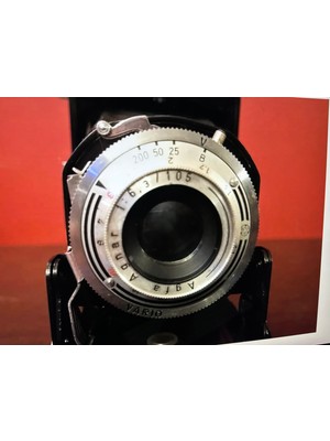 Antika Agfa Isolette Körüklü Fotoğraf Makinesi - Deri Kılıfında