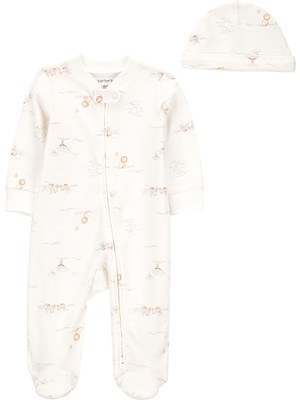 Erkek Bebek Ekru Tulumlu Set