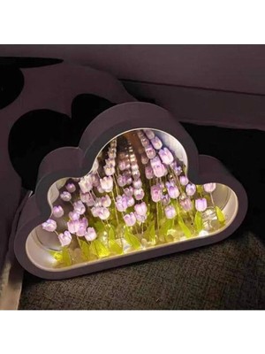 El Yapımı Beyaz Gece Lambası, Lale, Deniz, Bulut Teması, Şık ve Dekoratif Aydınlatma