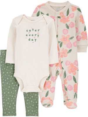 Kız Bebek Ekru Tulumlu Set
