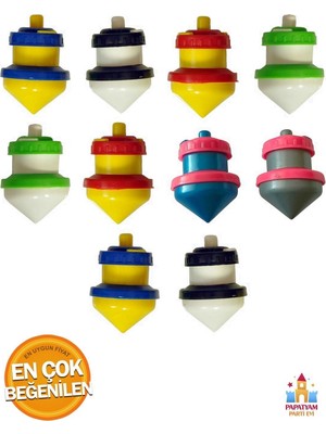 Renkli Plastik Dönen Topaçlar 10'lu Set, Eğlenceli ve Renkli Hobi Oyunu