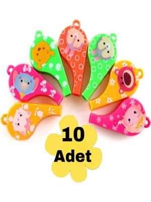 10 Adet Renkli Şekilli Düdük Karne ve Doğum Günü Partisi Hediyesi