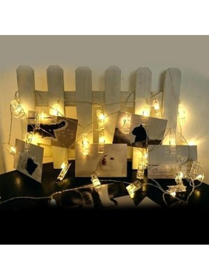 Turuncu LED Işıklı Fotoğraf Mandalları, 20 Adet, Parlak ve Kullanışlı Ürün