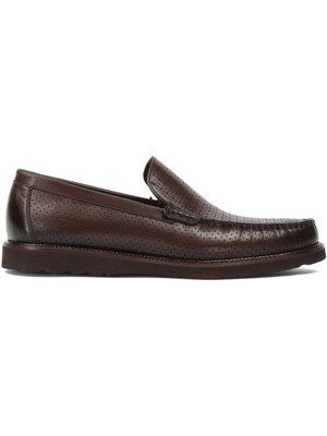 Erkek Kahverengi Deri Loafer