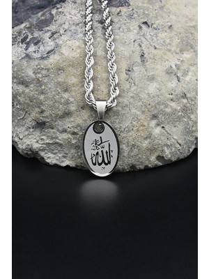 Allah Yazlı Kolye Paslanmaz Çelik Zincir 3mm 902082