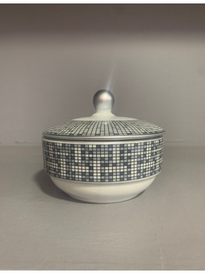 Fermato Porselen Kapaklı Şekerlik Honey Gri Serisi
