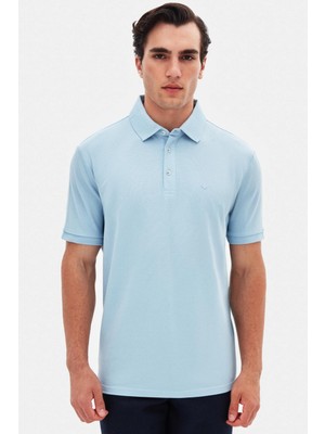Ds Damat Regular Fit Açık Mavi Pike Dokulu T-Shirt 4HC146551001M