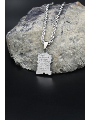 Ayetel Kürsi Yazlı Kolye Paslanmaz Çelik Zincir 3mm 902084