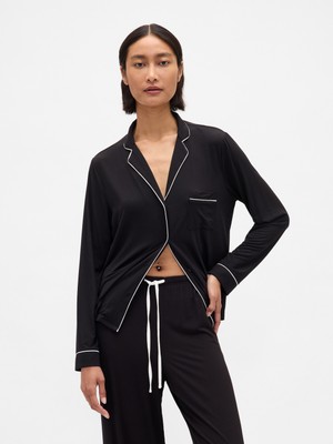 Gap Kadın Siyah Modal Pijama Üstü