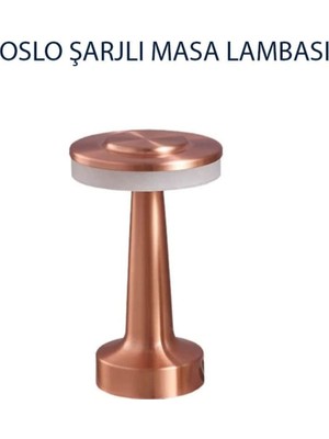 Şarjlı Masa Lambası, Dokunmatik, Dimmerli, 3 Renk, Bakır, Metal Tasarım