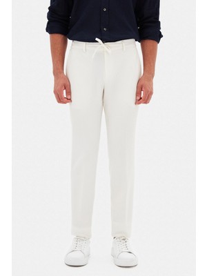 D'S Damat Ds Damat Slim Fit Beyaz Gofre Jogger Pantolon 4HC03KM01321M