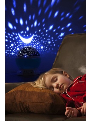 Gökyüzü Temalı Döner Yıldızlı Gece Lambası, Çocuk Odası Için Rüya Gibi Işıklar