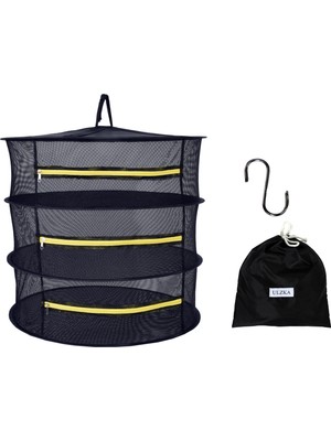 3 Katlı Fermuarlı Meyve Sebze Bitki Kurutma Filesi | Katlanabilir Meyve Sebze Bitki Doğal Kurutma Sepeti