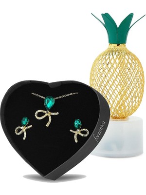Çok Renkli Ananas LED Işıklı Kolye ve Küpe Seti, Şık ve Eğlenceli Takım