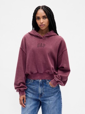 Gap Kadın Bordo Gap Logo Vintagesoft Crop Fleece Sweatshirt