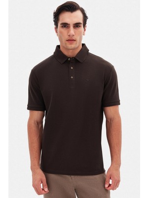 Ds Damat Regular Fit Kahverengi Pike Dokulu T-Shirt 4HC146551001M