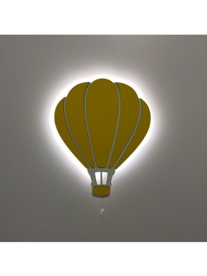 Ahşap Balon Gece Lambası, Beyaz, Dekoratif ve Sıcak Işık Havası Yaratır