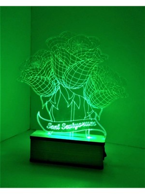 Yeşil 3D LED Gece Lambası, Sevgiliye Özel, Sevgi Dolu Masa Lambası