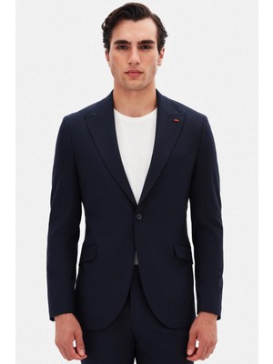 Twn Slim Fit Lacivert Armürlü Takim Elbise 4EF05M401509M