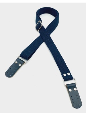 Ayarlanabilir Lacivert Deri ve Pamuk Kollu Şık Çanta Sapı