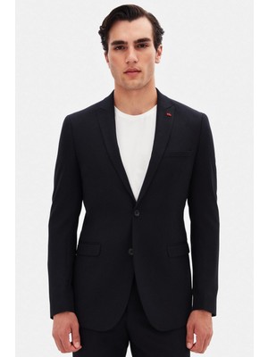 Twn Slim Fit Lacivert Armürlü Takim Elbise 4EF05M402525M