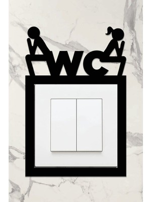 Şık Siyah Mdf Ahşap Tuvalet Priz Kenarı Dekoratif Sticker Seti