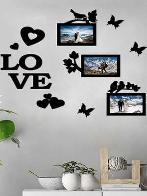 3'lü 10X15 Ahşap Lazer Kesim Fotoğraf Çerçevesi, Şık Duvar Dekoru