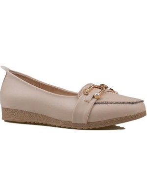 Trend Adımlar Krem Yumuşak Taban Kadın Babet