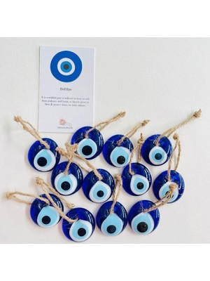 Mavi Cam Nazar Boncuk 6'lı, 3-3.2 Cm, Duvar ve Bahçe Süsü, Ağaç Dekoru