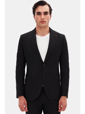Twn Slim Fit Siyah Armürlü Takim Elbise 4EF05M401509M