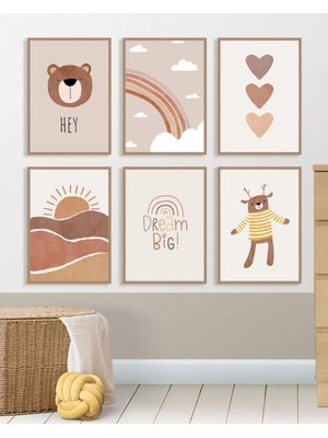 Çocuk Odası Için 6 Parçalık Renkli ve Özel Tasarım Duvar Dekor Seti